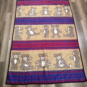 San Marcos Teddy Bear Throw Blanket Plaid Rustic Cabin Decor